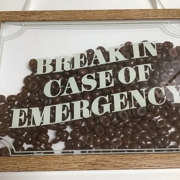 Coffee Shop Picture Bean Filled Wall Art Box Break In Case of Emergency Cafe 3D - Picture 6 of 15
